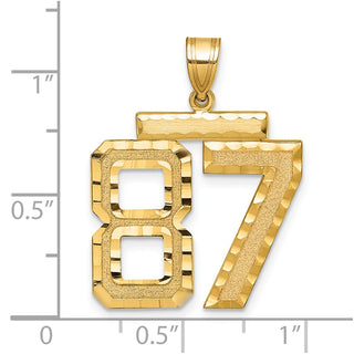 14k Yellow Gold Large Diamond-Cut Number 87 Pendant