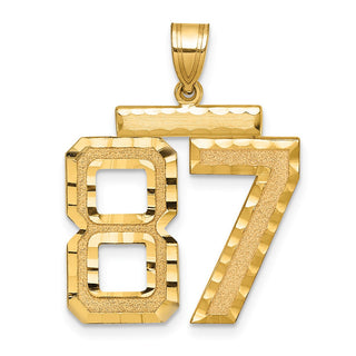 14k Yellow Gold Large Diamond-Cut Number 87 Pendant