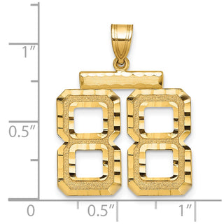 14k Yellow Gold Large Diamond-Cut Number 88 Pendant