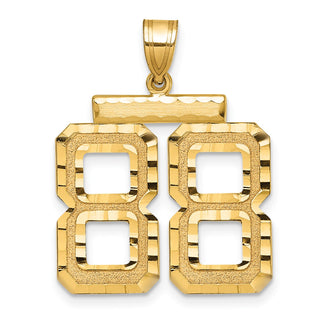 14k Yellow Gold Large Diamond-Cut Number 88 Pendant