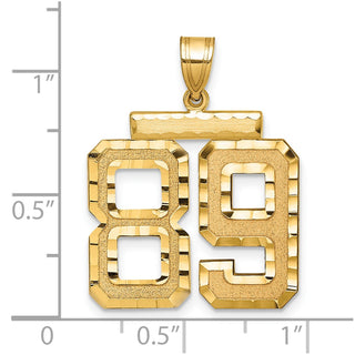 14k Yellow Gold Large Diamond-Cut Number 89 Pendant
