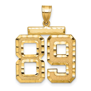 14k Yellow Gold Large Diamond-Cut Number 89 Pendant