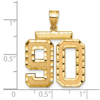 14k Yellow Gold Large Diamond-Cut Number 90 Pendant