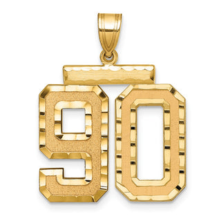 14k Yellow Gold Large Diamond-Cut Number 90 Pendant