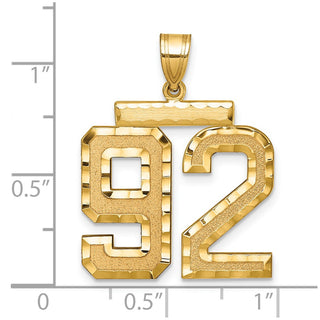 14k Yellow Gold Large Diamond-Cut Number 92 Pendant