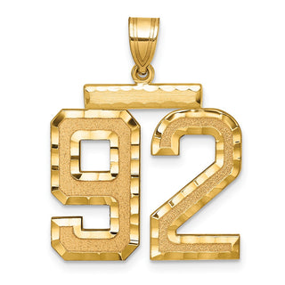 14k Yellow Gold Large Diamond-Cut Number 92 Pendant