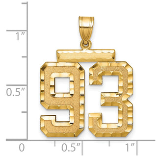 14k Yellow Gold Large Diamond-Cut Number 93 Pendant