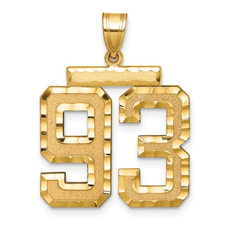 14k Yellow Gold Large Diamond-Cut Number 93 Pendant