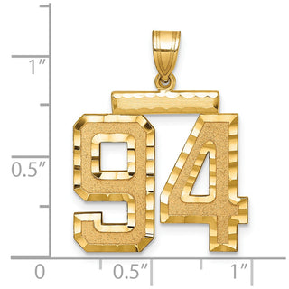 14k Yellow Gold Large Diamond-Cut Number 94 Pendant