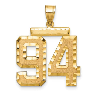 14k Yellow Gold Large Diamond-Cut Number 94 Pendant