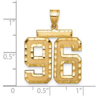 14k Yellow Gold Large Diamond-Cut Number 96 Pendant