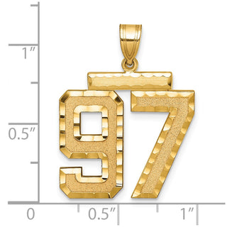 14k Yellow Gold Large Diamond-Cut Number 97 Pendant