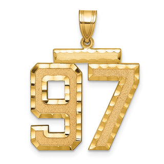 14k Yellow Gold Large Diamond-Cut Number 97 Pendant