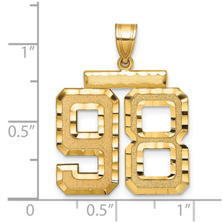 14k Yellow Gold Large Diamond-Cut Number 98 Pendant