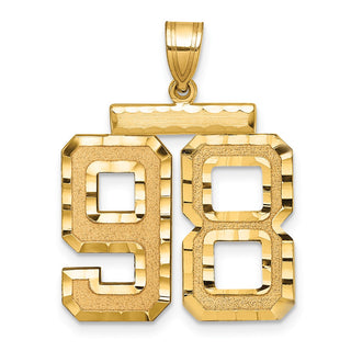 14k Yellow Gold Large Diamond-Cut Number 98 Pendant