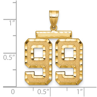 14k Yellow Gold Large Diamond-Cut Number 99 Pendant