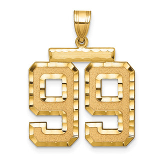 14k Yellow Gold Large Diamond-Cut Number 99 Pendant