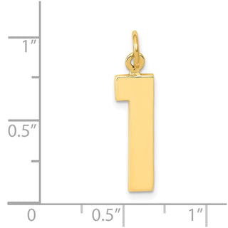 14k Yellow Gold Casted Large Polished Number 1 Charm
