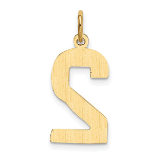 14k Yellow Gold Casted Large Polished Number 2 Charm