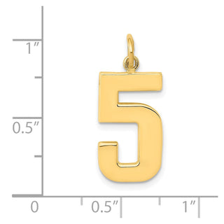 14k Yellow Gold Casted Large Polished Number 5 Charm