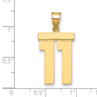 14k Yellow Gold Large Polished Number 11 Charm