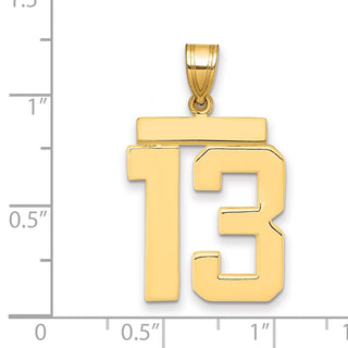 14k Yellow Gold Large Polished Number 13 Charm