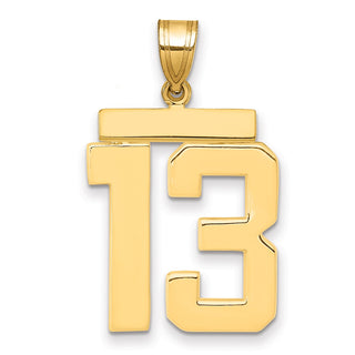 14k Yellow Gold Large Polished Number 13 Charm