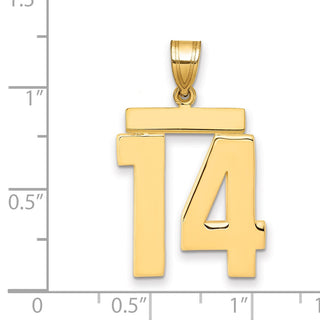 14k Yellow Gold Large Polished Number 14 Charm