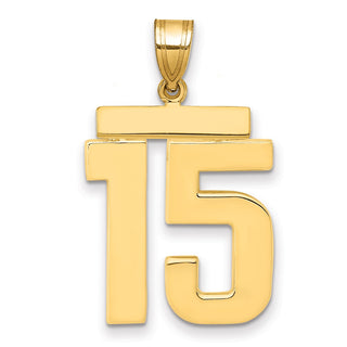 14k Yellow Gold Large Polished Number 15 Charm