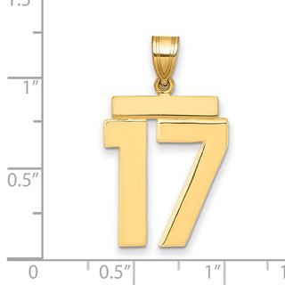 14k Yellow Gold Large Polished Number 17 Charm
