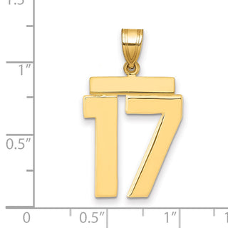 14k Yellow Gold Large Polished Number 17 Charm