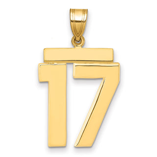 14k Yellow Gold Large Polished Number 17 Charm