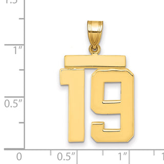 14k Yellow Gold Large Polished Number 19 Charm