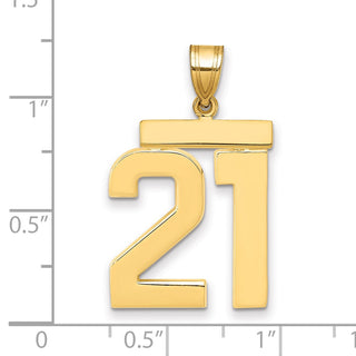 14k Yellow Gold Large Polished Number 21 Charm