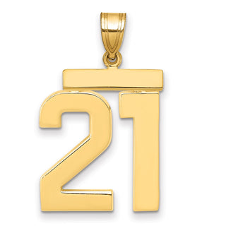 14k Yellow Gold Large Polished Number 21 Charm