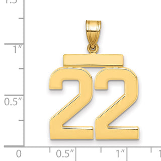 14k Yellow Gold Large Polished Number 22 Charm