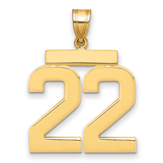 14k Yellow Gold Large Polished Number 22 Charm