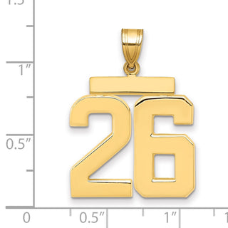 14k Yellow Gold Large Polished Number 26 Charm