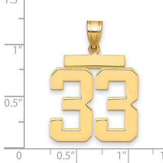 14k Yellow Gold Large Polished Number 33 Charm