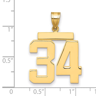 14k Yellow Gold Large Polished Number 34 Charm