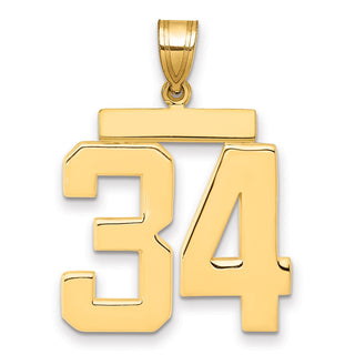 14k Yellow Gold Large Polished Number 34 Charm