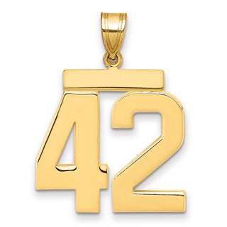 14k Yellow Gold Large Polished Number 42 Charm