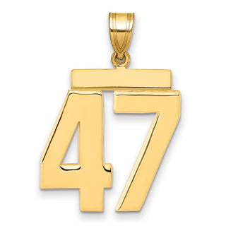 14k Yellow Gold Large Polished Number 47 Charm