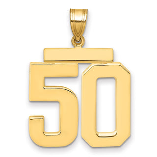 14k Yellow Gold Large Polished Number 50 Charm