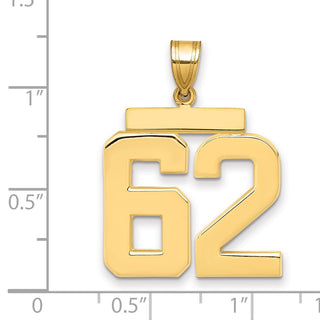 14k Yellow Gold Large Polished Number 62 Charm