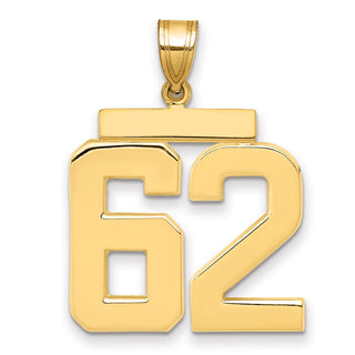 14k Yellow Gold Large Polished Number 62 Charm