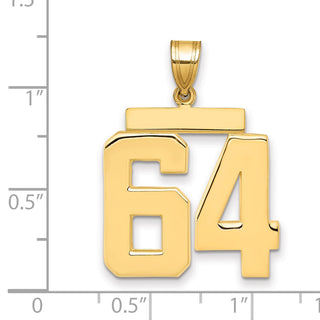 14k Yellow Gold Large Polished Number 64 Charm