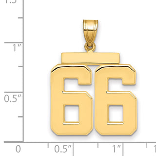 14k Yellow Gold Large Polished Number 66 Charm