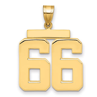 14k Yellow Gold Large Polished Number 66 Charm