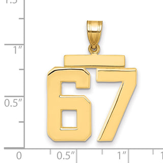 14k Yellow Gold Large Polished Number 67 Charm